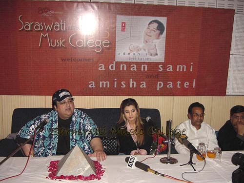 Press conference welcoming singer Adnan Sami and actress Amisha Patel to the college
